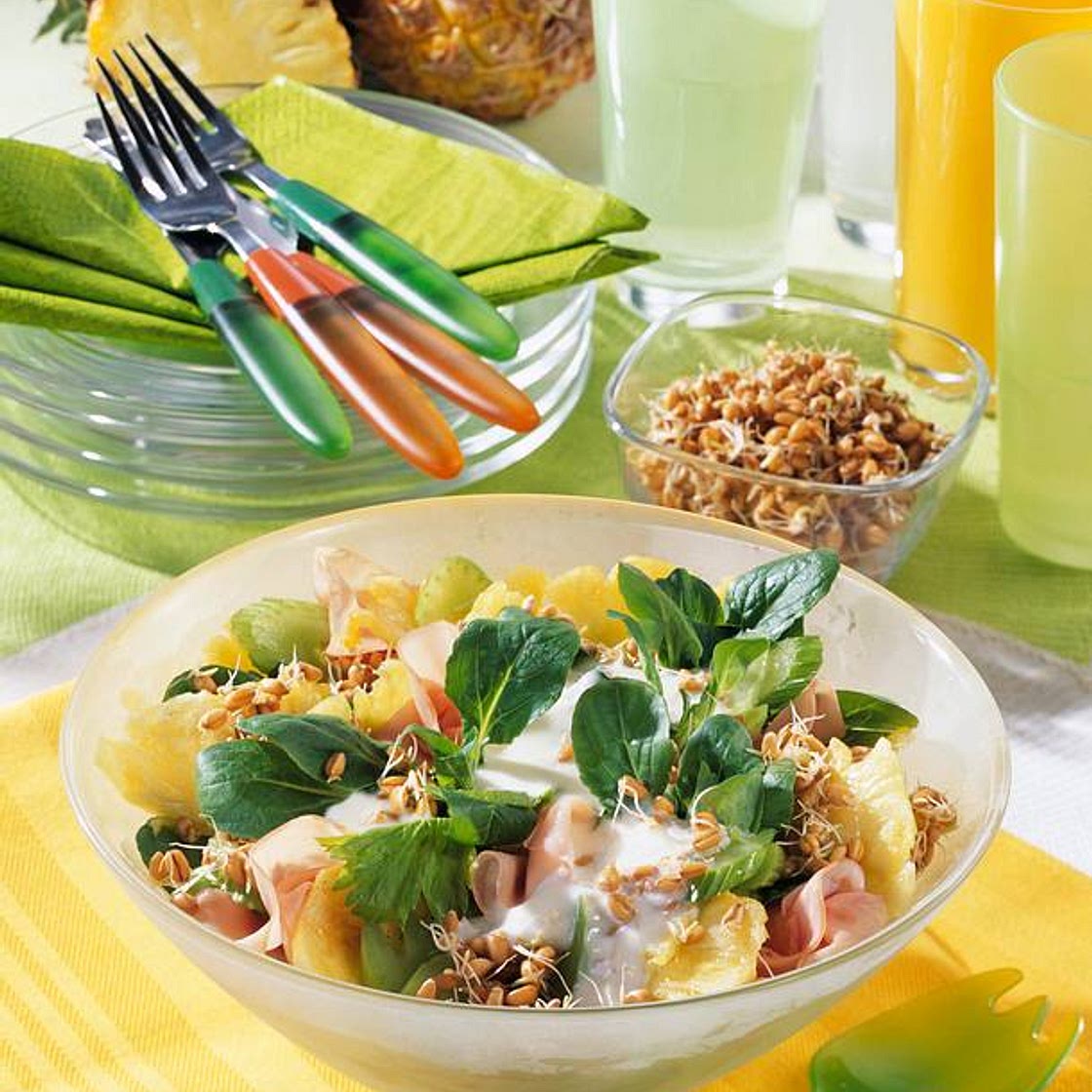 Weizenkeimlinge-Salat mit Joghurt-Soße (Diabetiker)