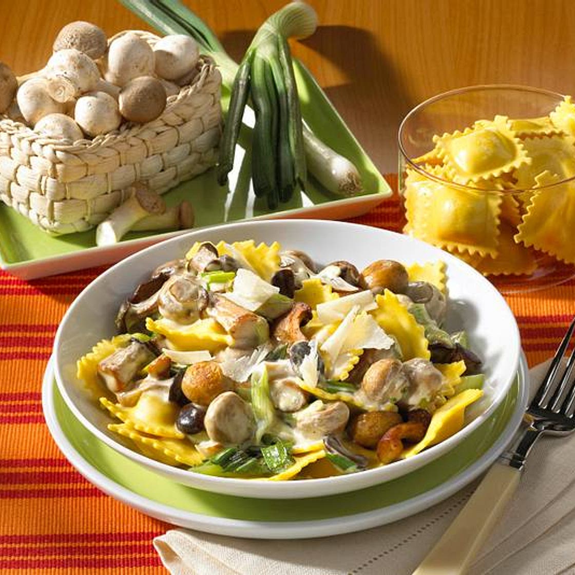 Ravioli mit Pilz-Sahne-Soße