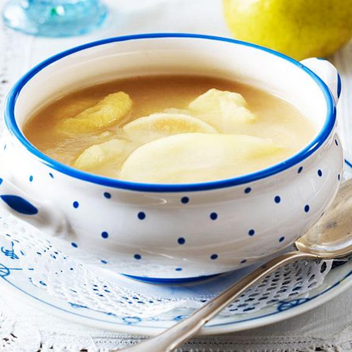 Birnensuppe mit Klacker Klieben