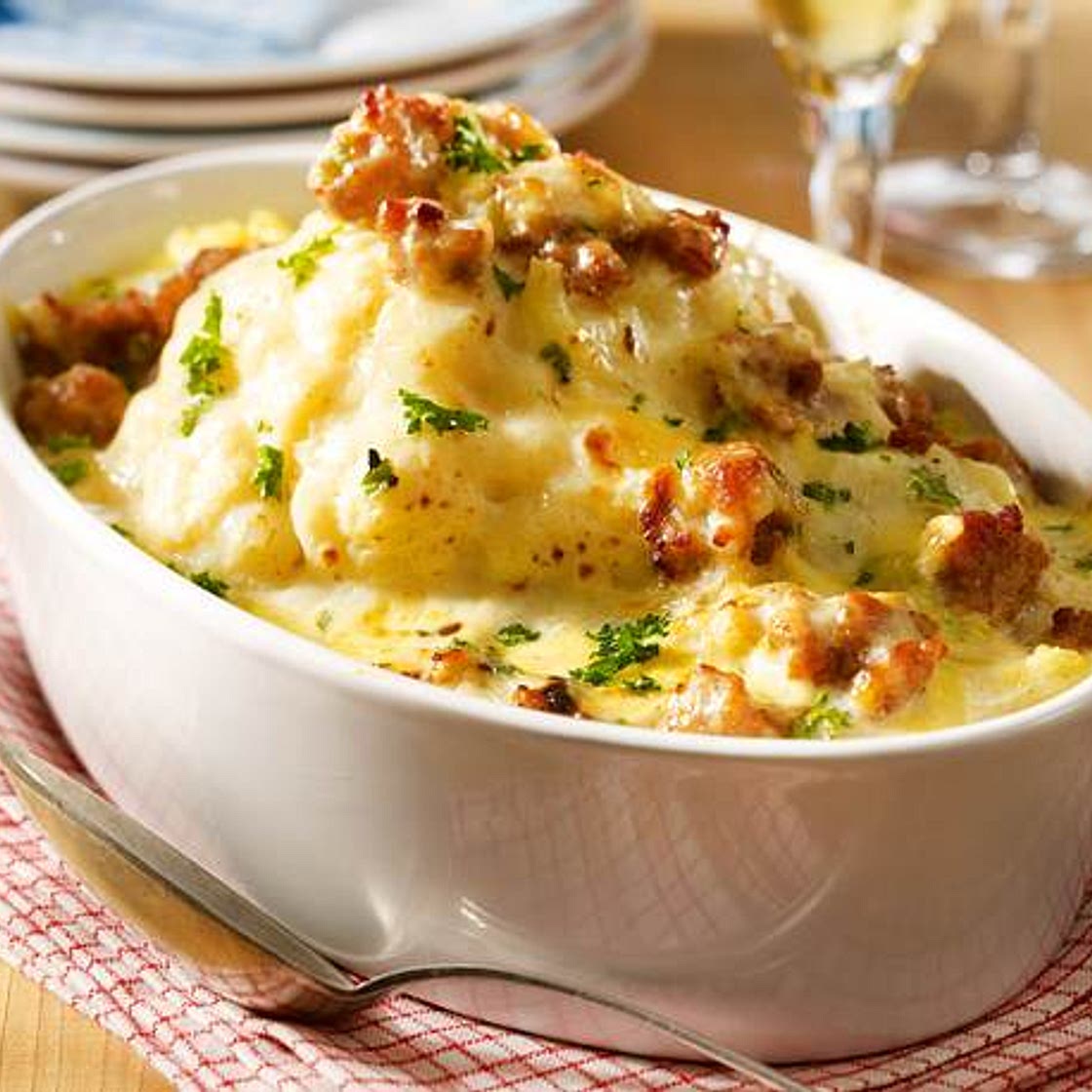 Thüringer Karfiol-Auflauf (Blumenkohl-Auflauf mit Mett)