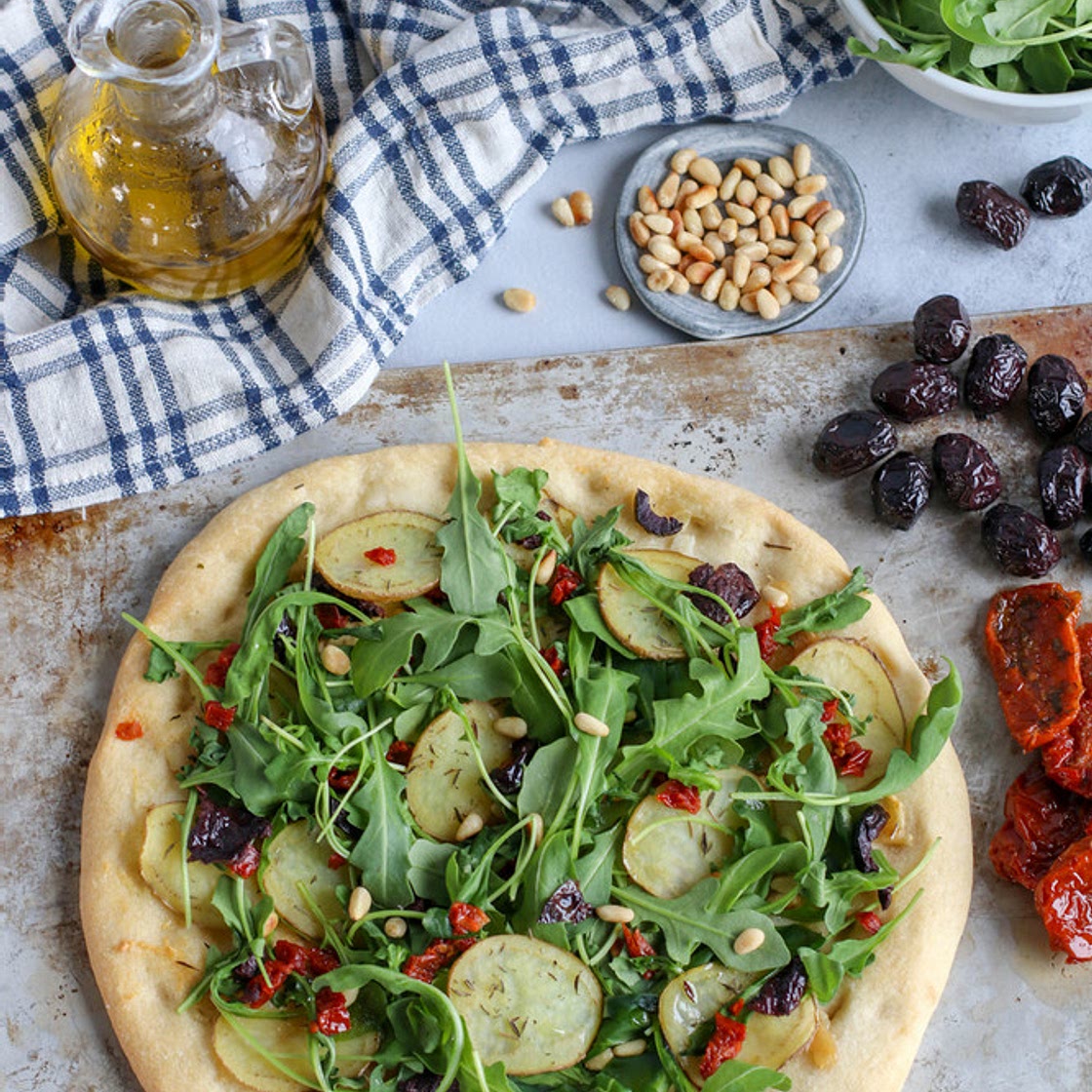 Roasted Garlic, Potato & Arugula Pizza