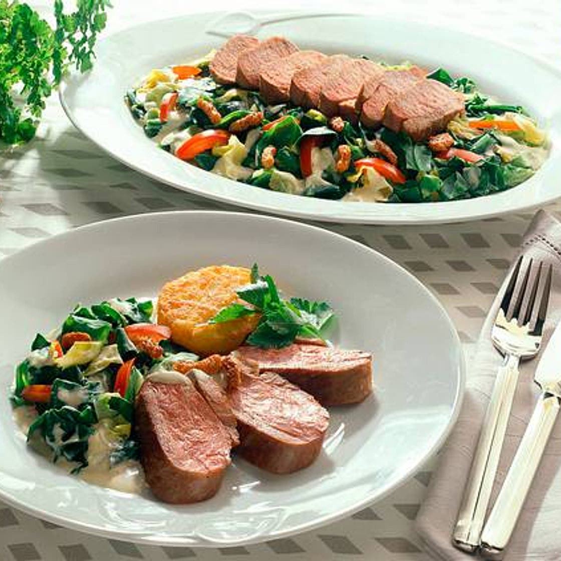 Entenbrust mit Spitzkohlgemüse