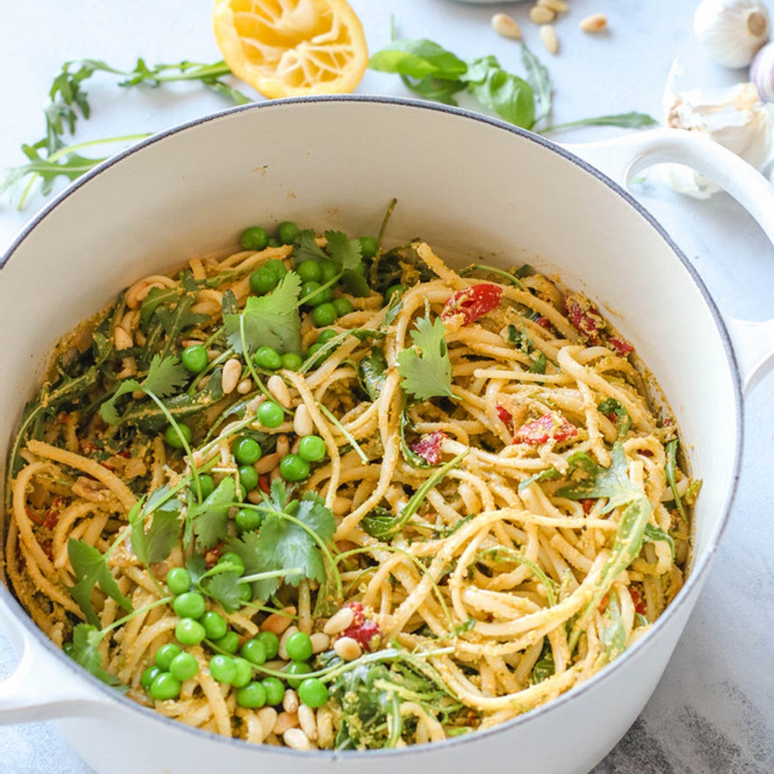 15-min Pea & Basil Pesto Pasta