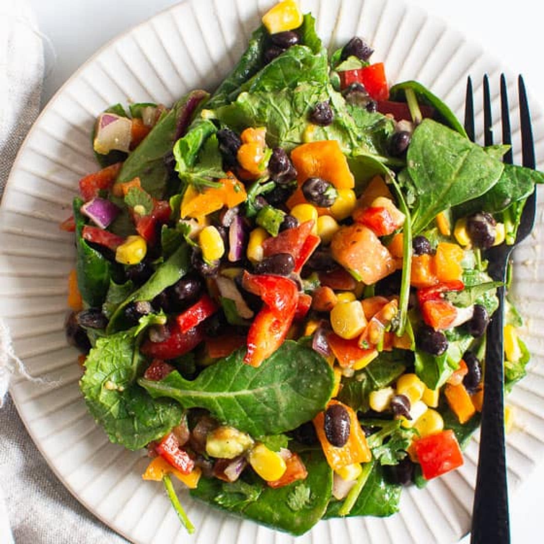 Mexican Kale Salad with BEST Avocado Dressing