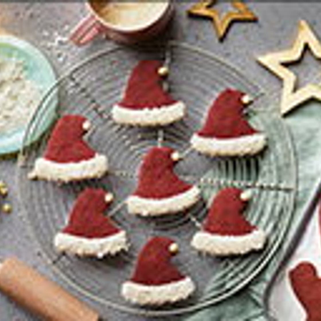 Red velvet Santa hat cookies