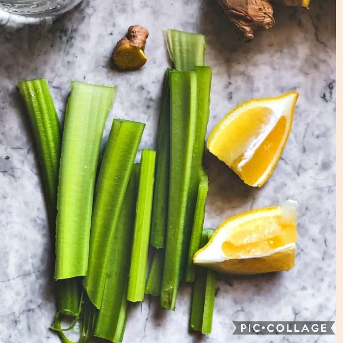 Celery, lemon, pineapple detox juice.