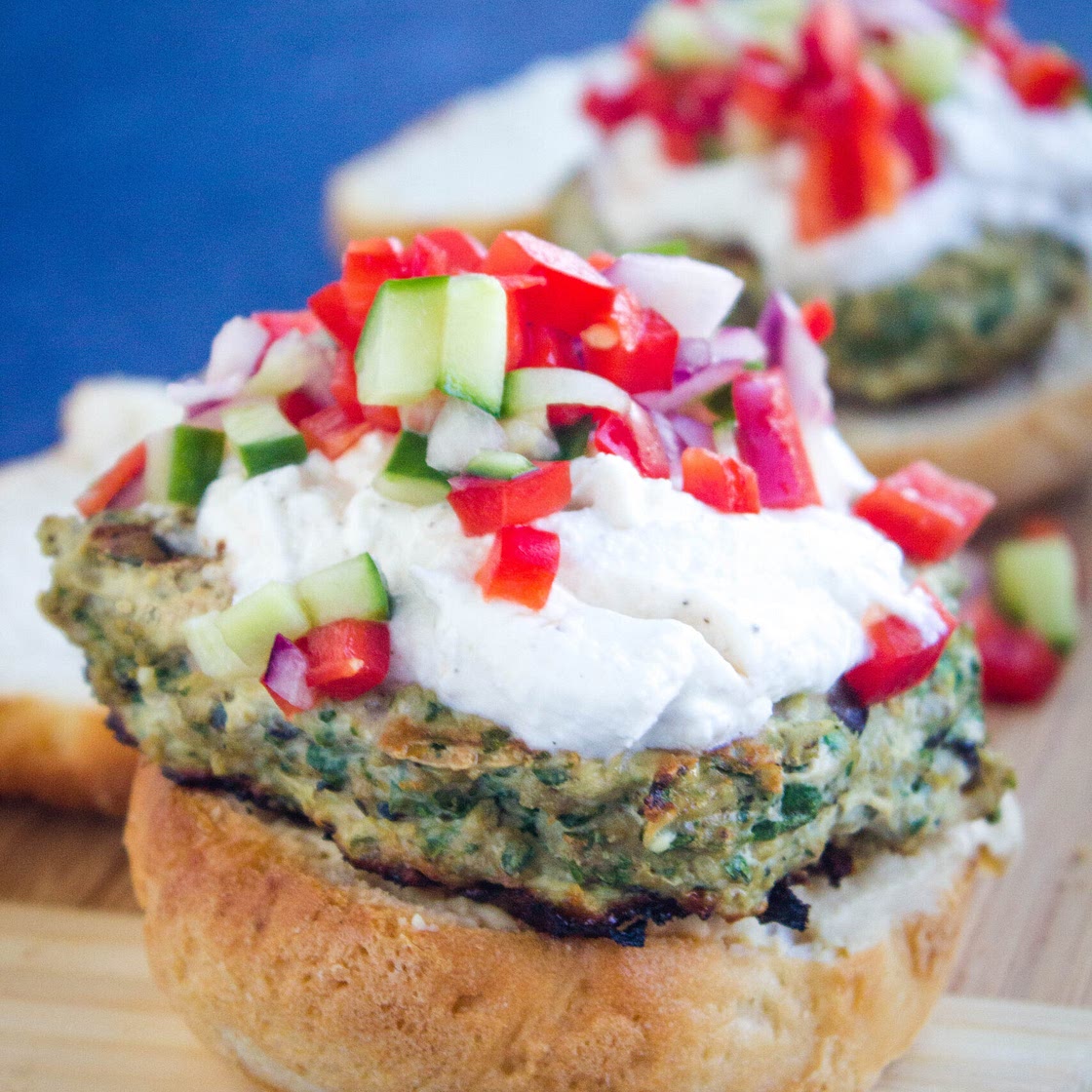 Greek Turkey Burgers with Whipped Feta & Red Pepper Relish | The Sassy Dietitian