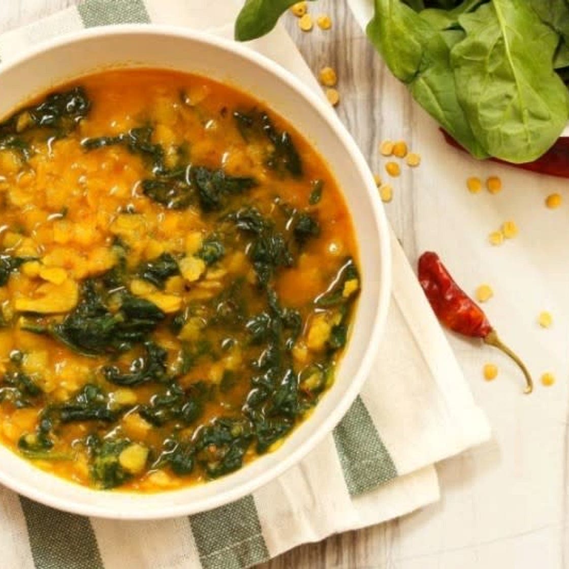 Lentil and spinach dhal