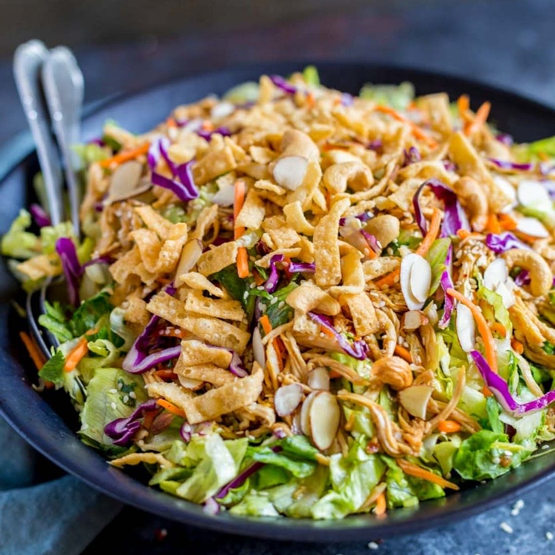 Asian Chicken Salad with Wonton Crisps