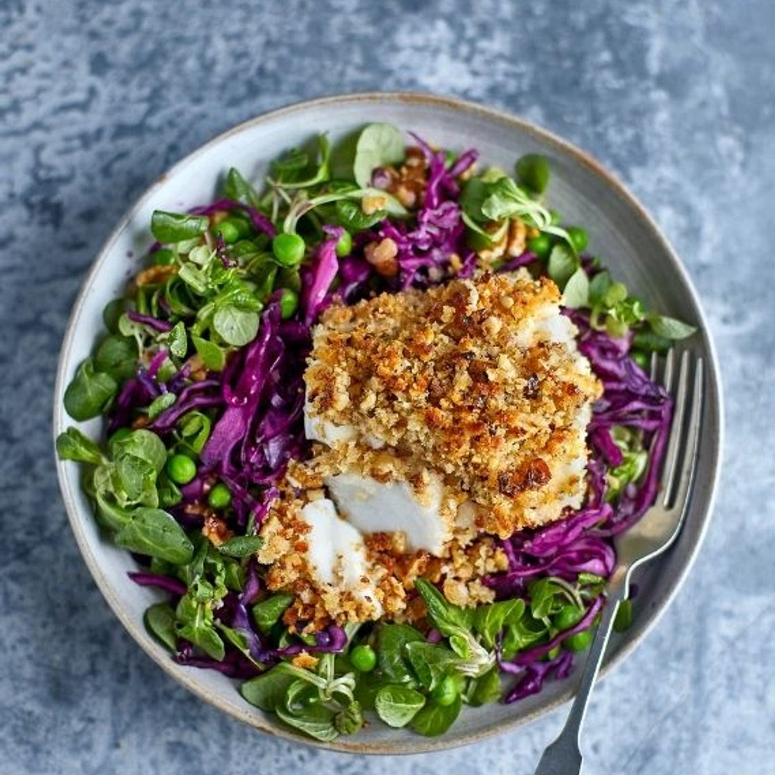 Doctor’s Kitchen 3-2-1: Herb and Walnut Crumbed Fish with Pickled Red Cabbage