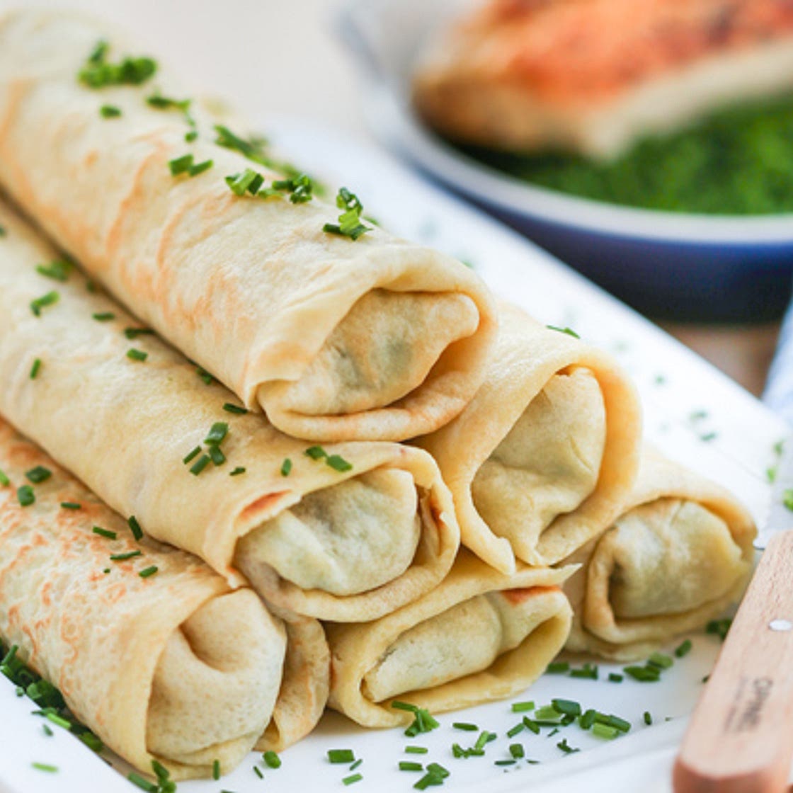 Chicken & Chive Rolled Crepes