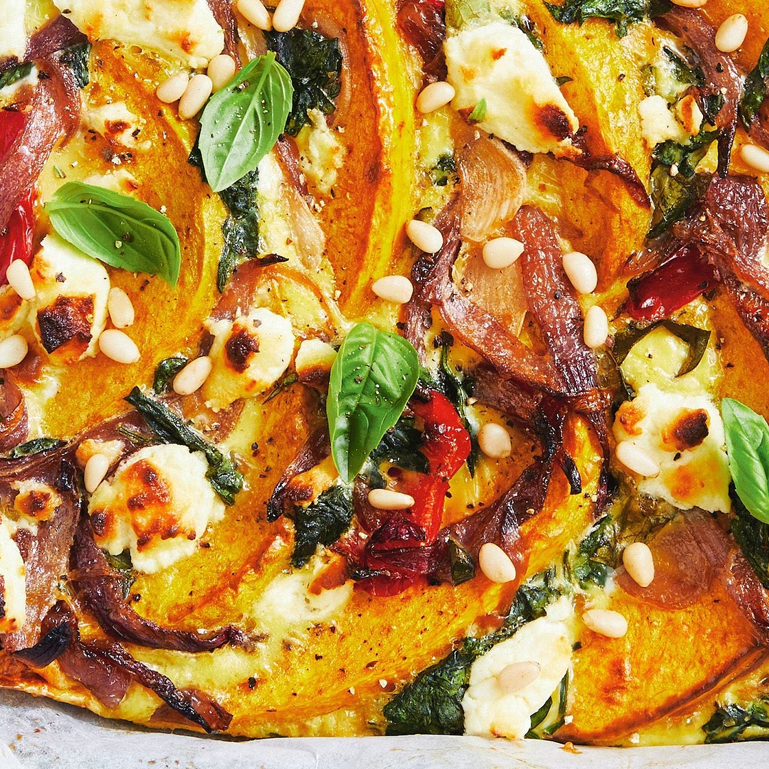 Pumpkin and spinach crustless quiche recipe