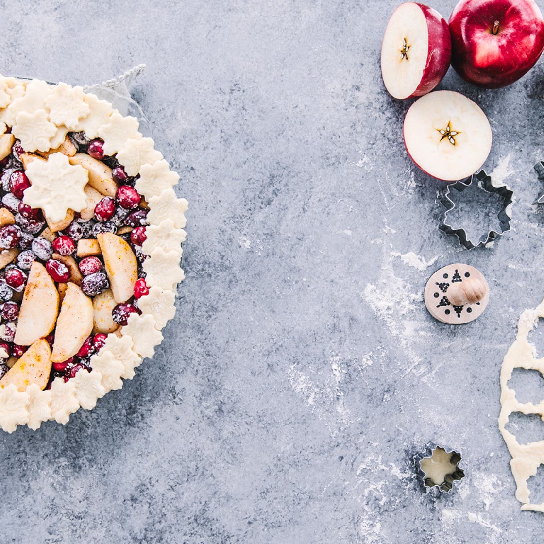tarte rapide aux pommes, aux canneberges & aux épices de Noël