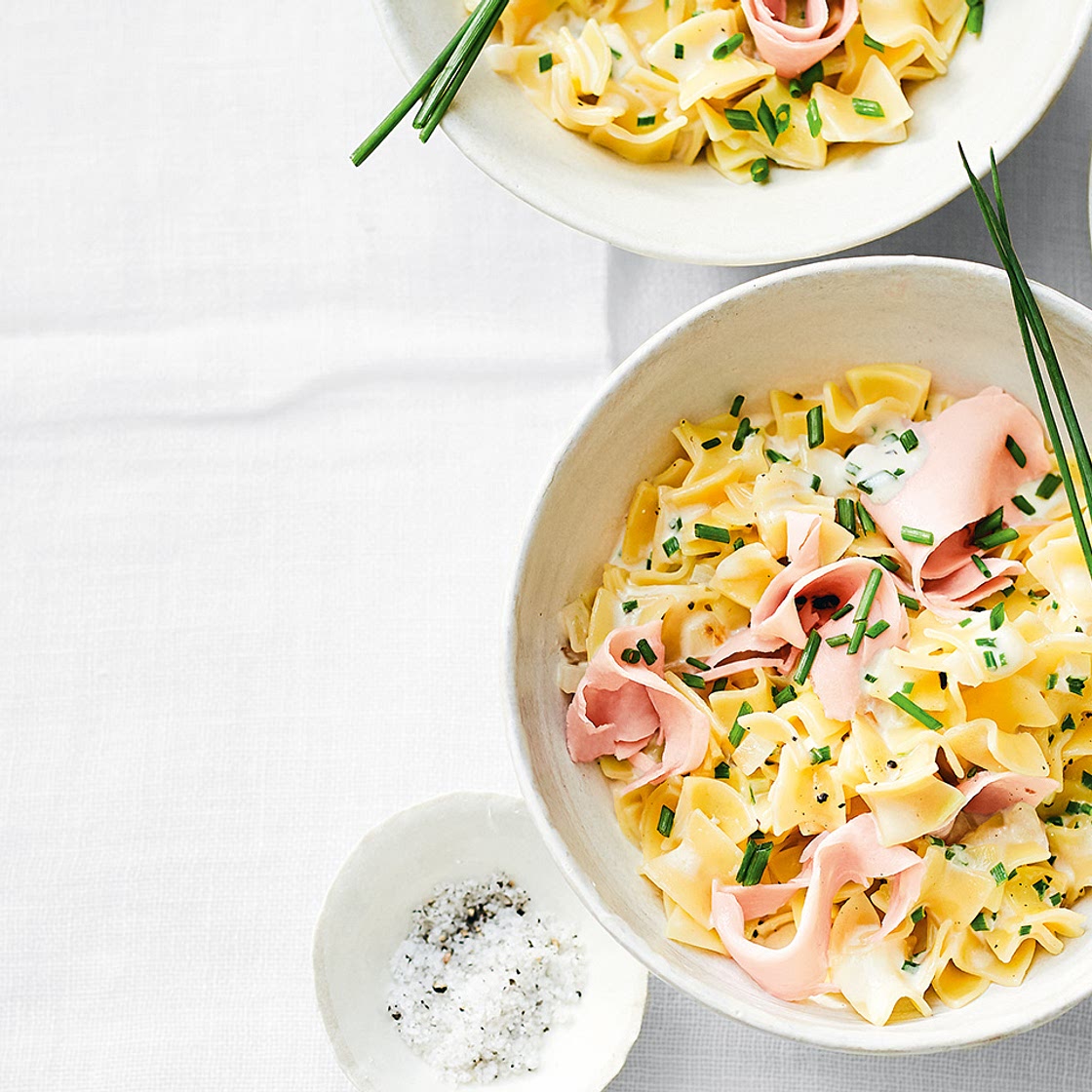 Fleckerl mit Schinken-Obers-Sauce