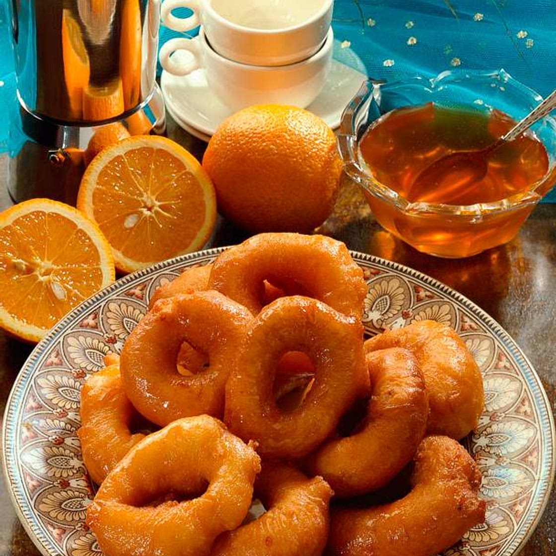 Orangenkrapfen mit Honig