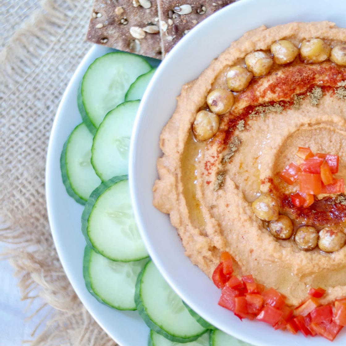 Roasted Garlic & Red Pepper Hummus