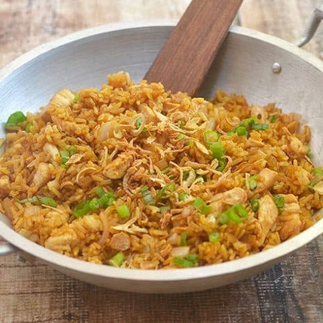 Nasi Goreng and Marinated Chicken