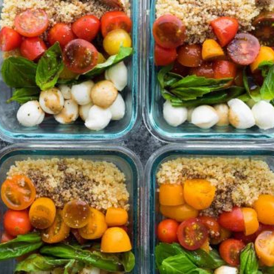 Caprese Chicken Salad Meal Prep Bowls