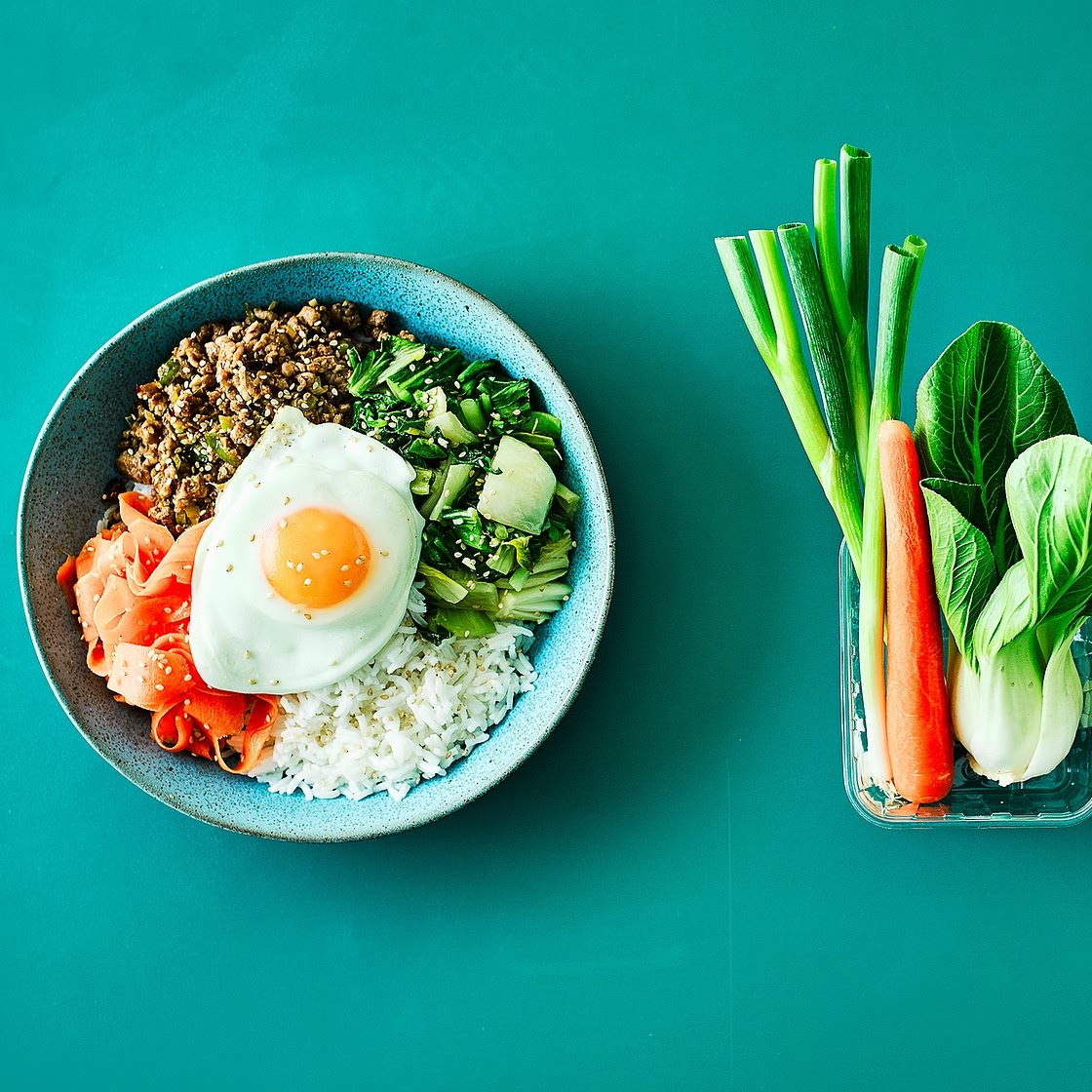 Crispy Pork Bibimbap With Pak Choi