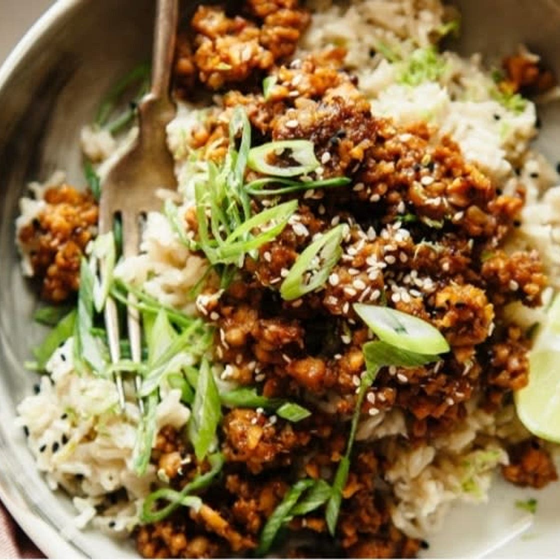 Sticky Ginger Tempeh with Coconut Rice - The First Mess