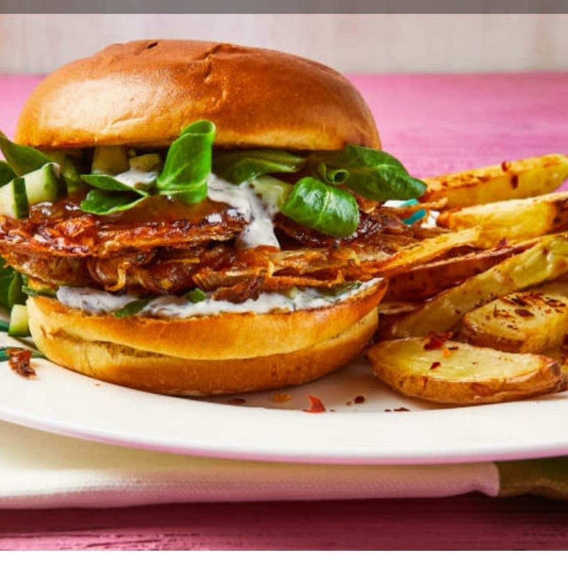 Onion Bhaji Burger With Coconut Raita