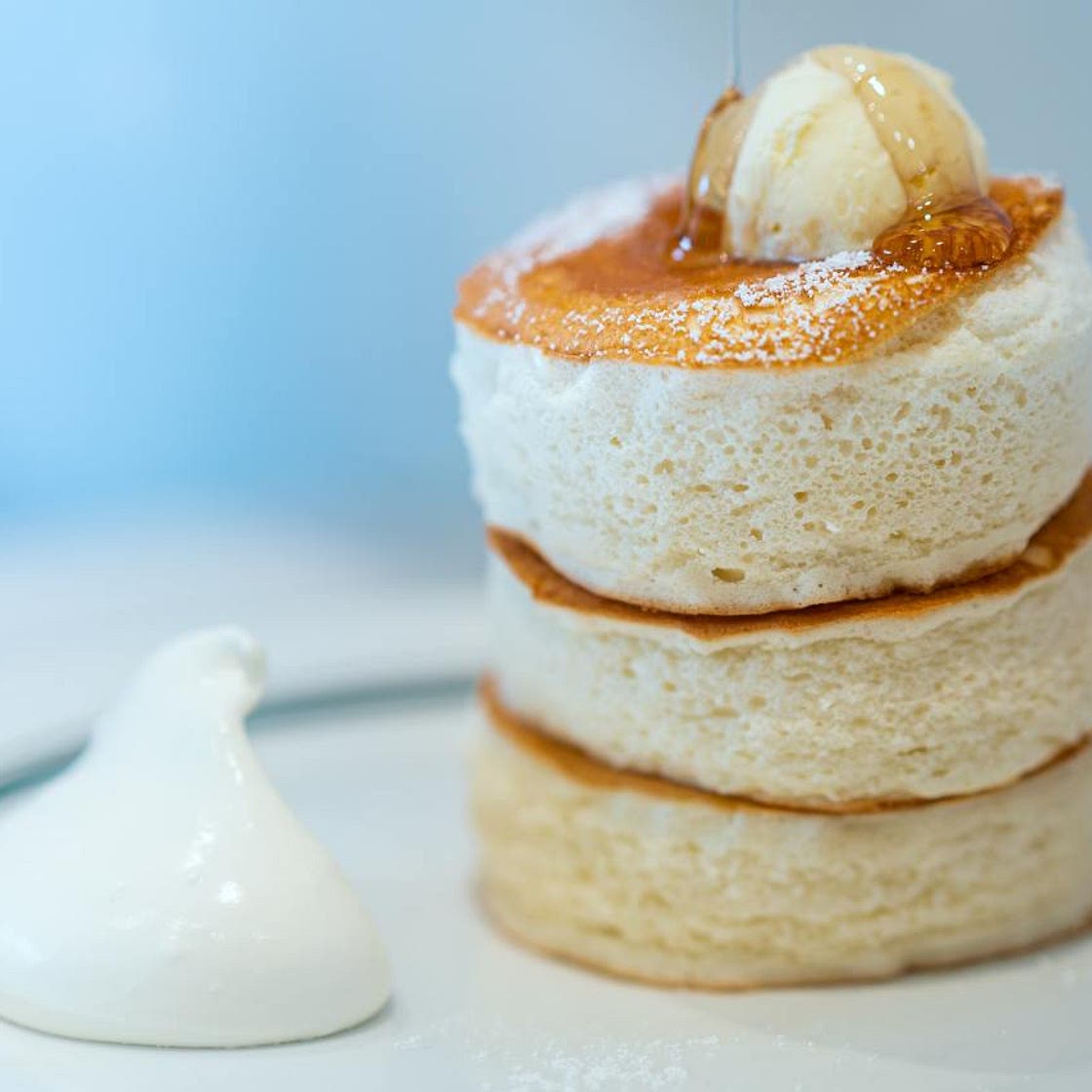 Pancakes with Lemon, Poppy Seeds and Whipped Ricotta + Pears