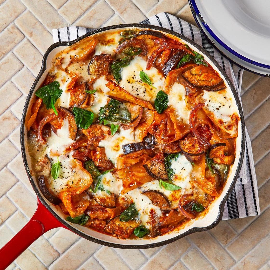 Messy One-Pot Aubergine & Spinach Lasagne