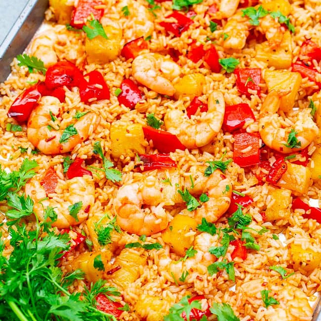 Sheet Pan Pineapple Hawaiian Shrimp