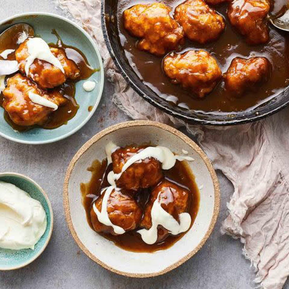 Golden syrup and cardamom dumplings