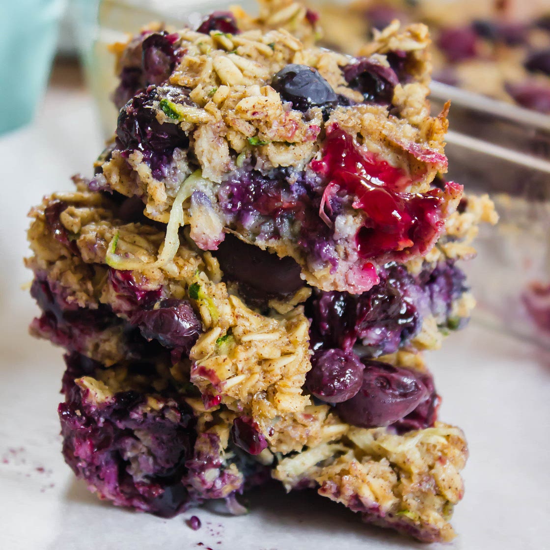 Blueberry Zucchini Oatmeal Bars |The Sassy Dietitian