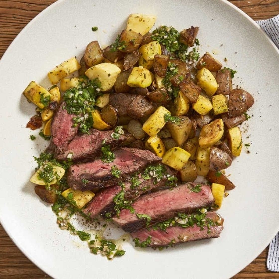 Chimichurri Steak with Summer Squash and Potatoes