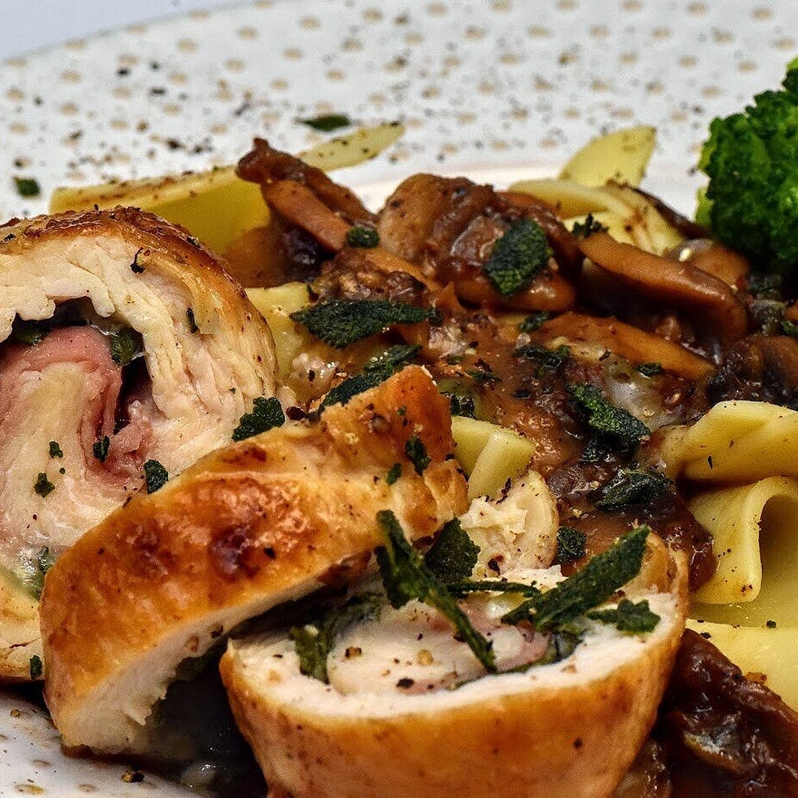 Chicken Rollatini with Mushroom Marsala Sauce