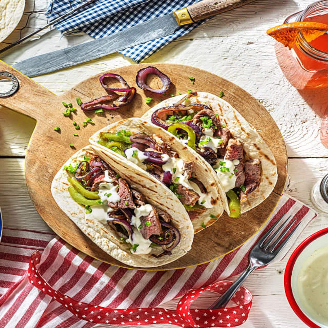 Steak Fajitas on the Grill with Lime Crema and Southwestern Spices