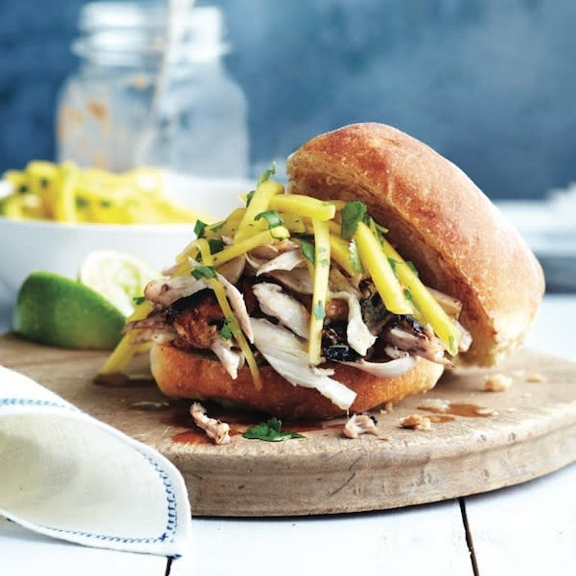 Jamaican Jerk-Chicken Sandwich with Mango Coleslaw