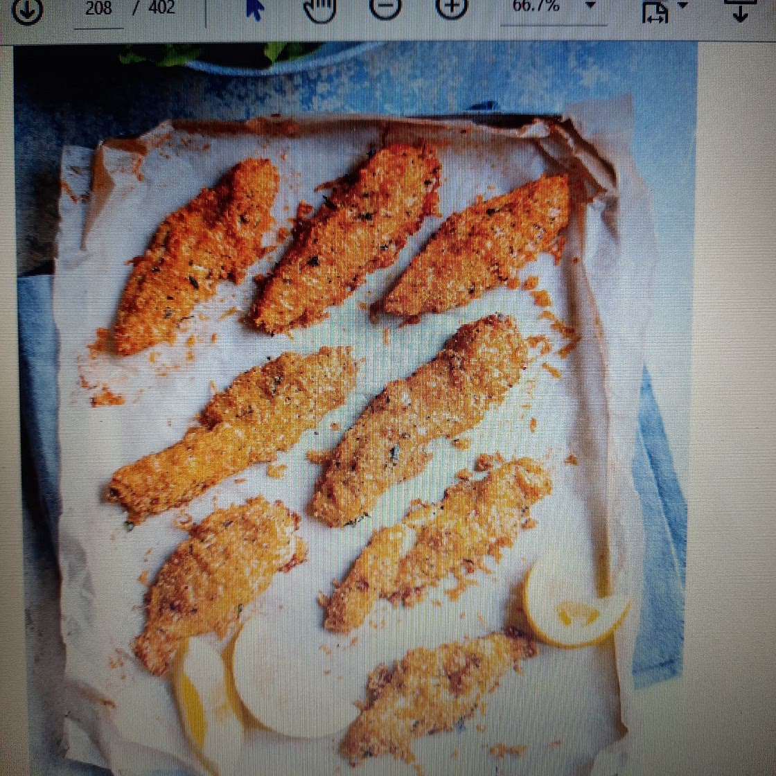 Chicken goujons with Parmesan crumb