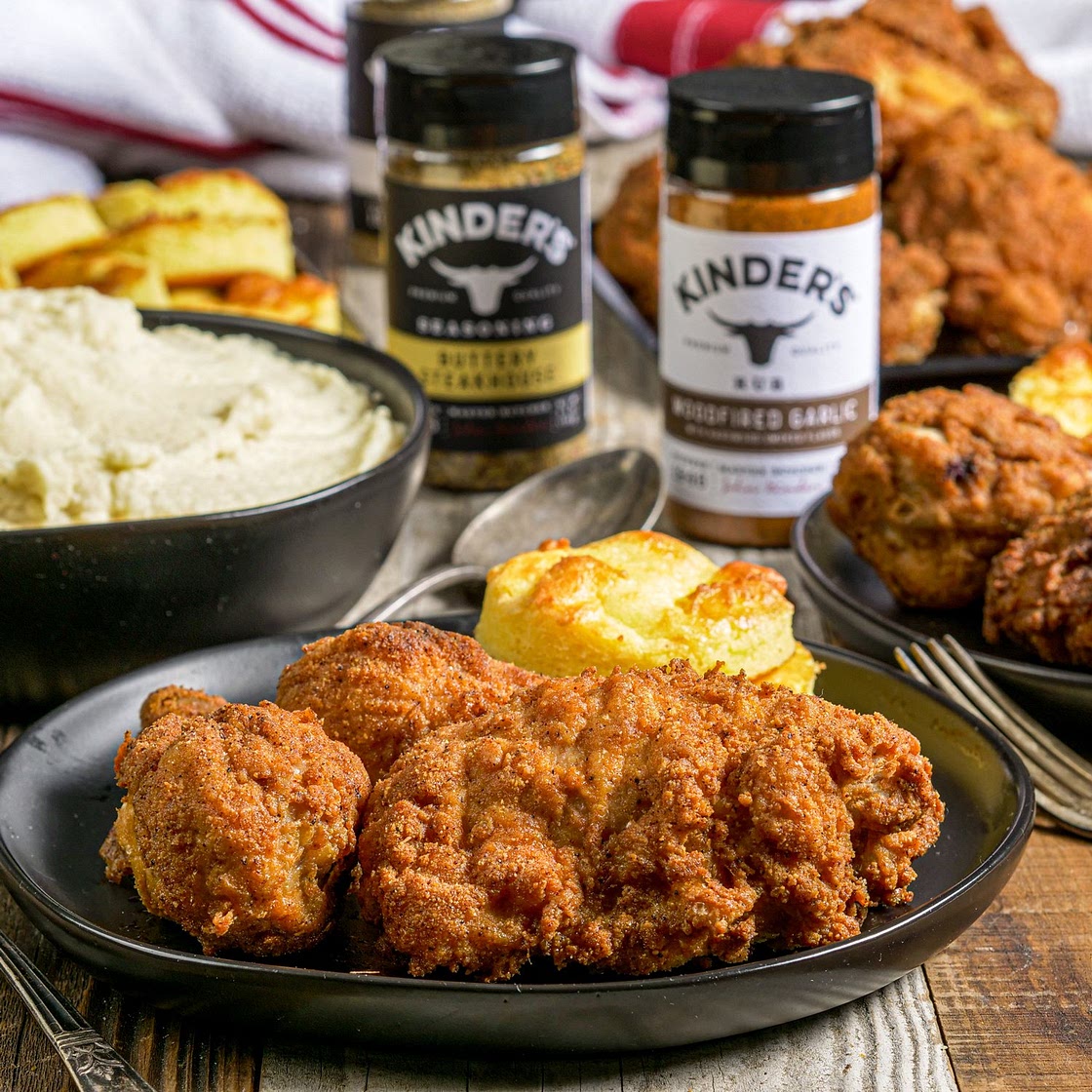 Keto Fried Chicken With Mashed KeToters(Mashed Cauliflower) & Cheesy Keto Biscuits