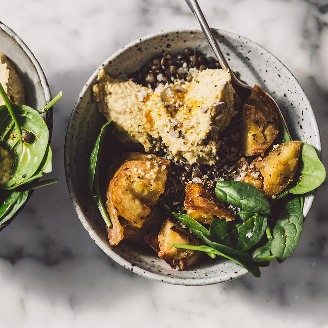 Lentil potato salad and a list of foods high in iron