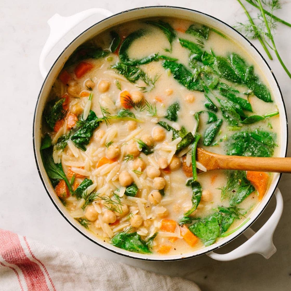 LEMON CHICKPEA ORZO SOUP