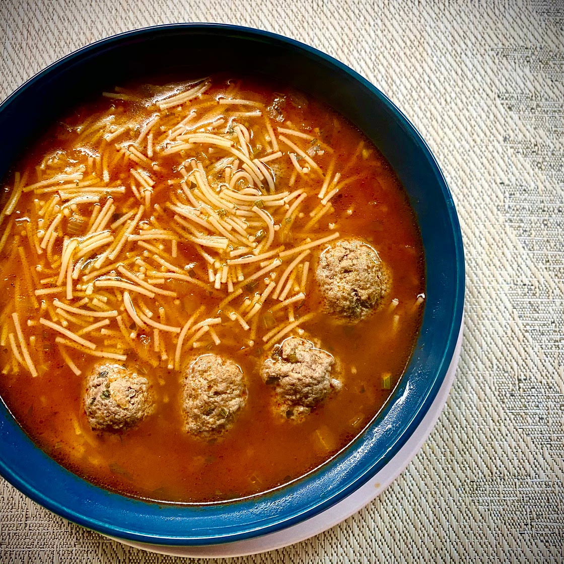 Meatballs soup with vermicelli
