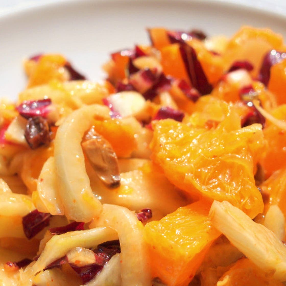 Fennel orange salad with harissa dressing