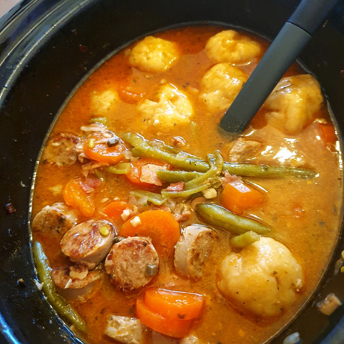 Easy sausage casserole with dumplings!
