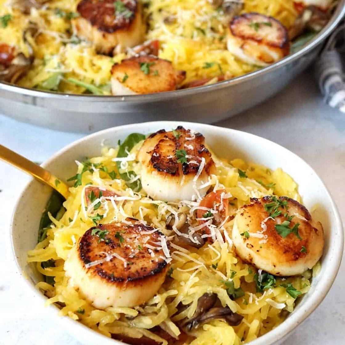 Low Carb Seared Scallops And Spaghetti Squash Recipe