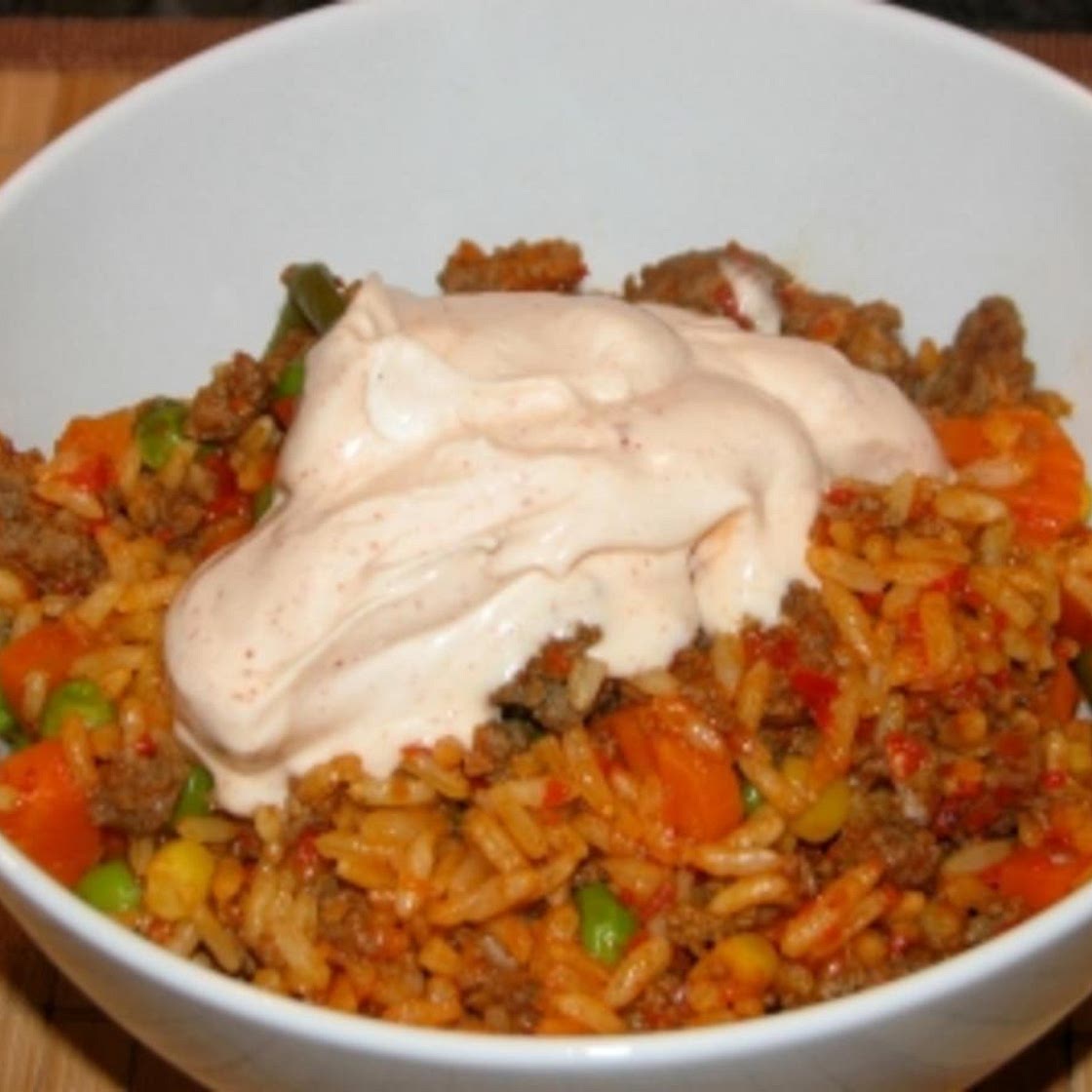 Balkangemüse mit Reis und Hackfleisch