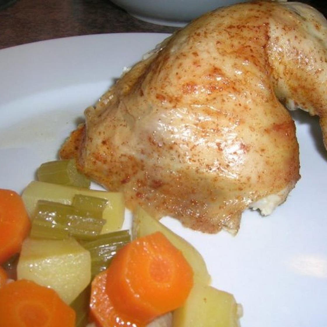 Hähnchen (knusprig)aus dem Bratschlauch mit viel leckerem Gemüse (lecker und kalorienarm)
