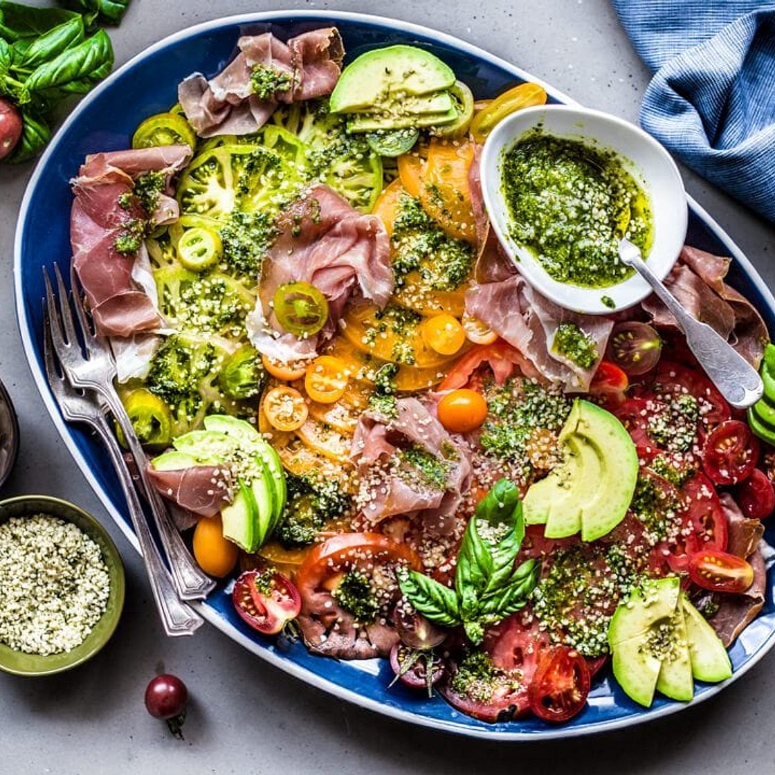 Heirloom Tomatoes, Prosciutto and Pesto Salad | PrimalGourmet