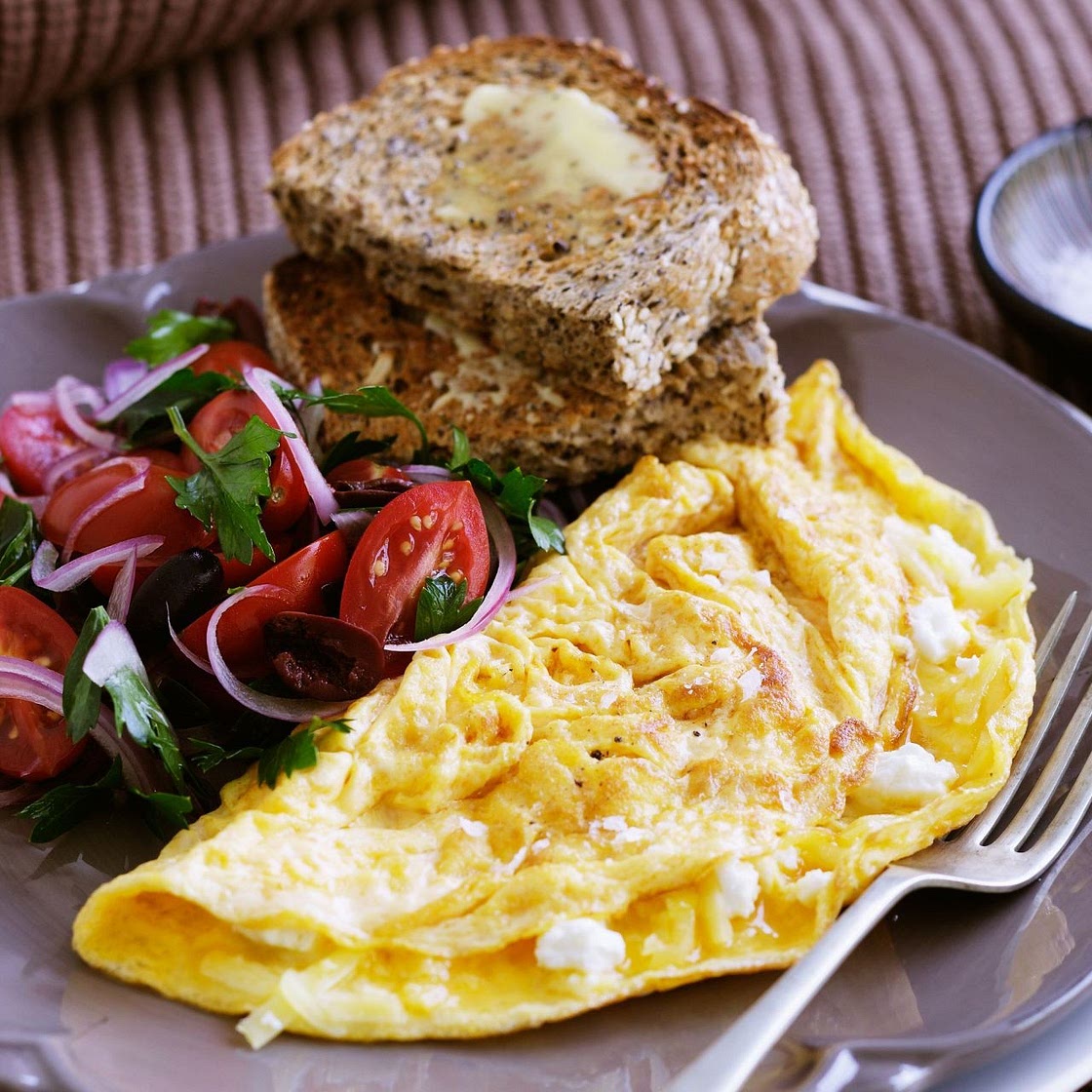 Chorizo & Mozzarella Omelette with Olive Salad