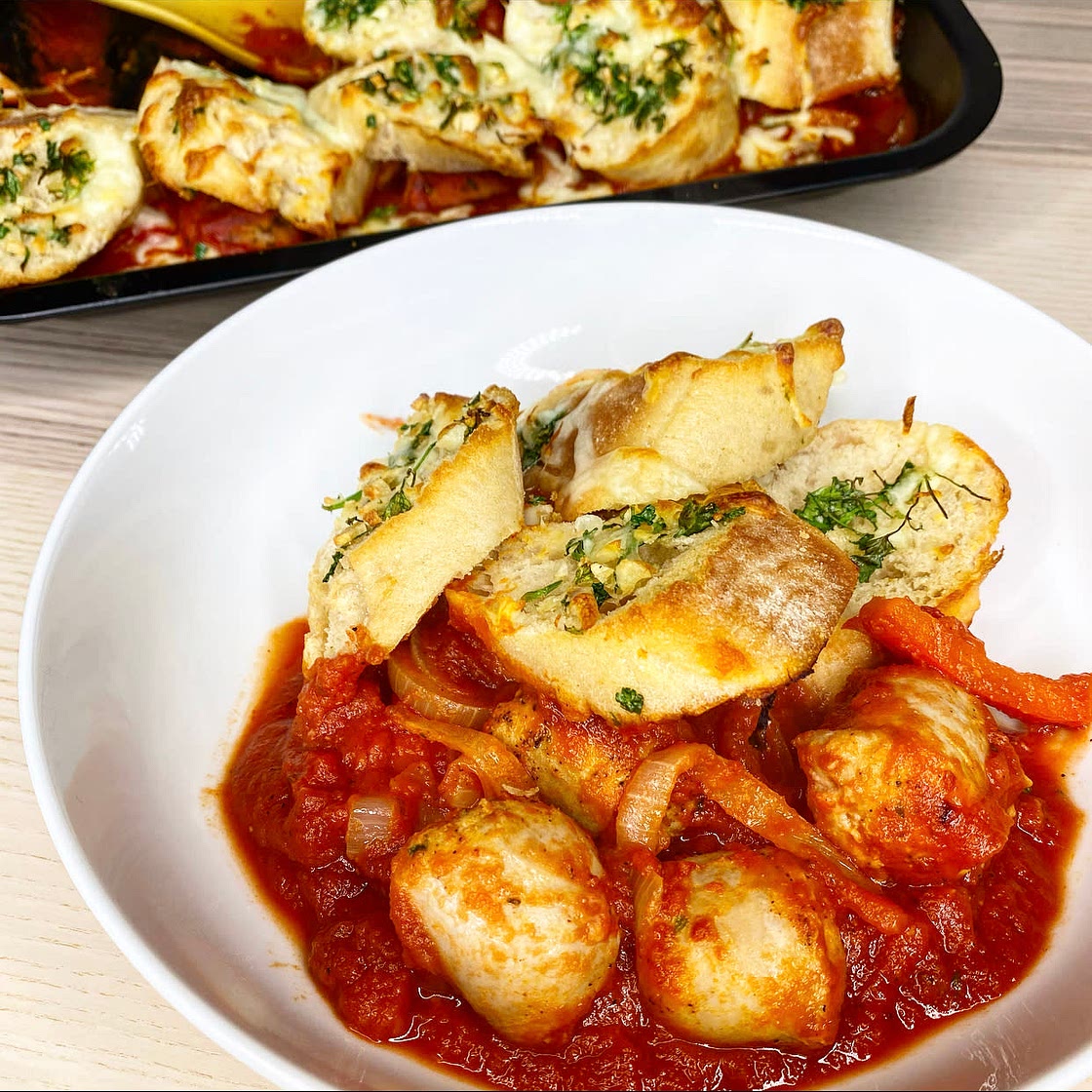Sausage Bake with Garlic Ciabatta