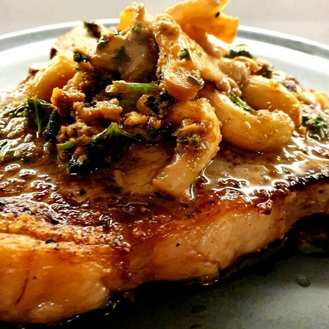 Keto T-Bone Steak with Garlic and Butter Oyster Mushrooms