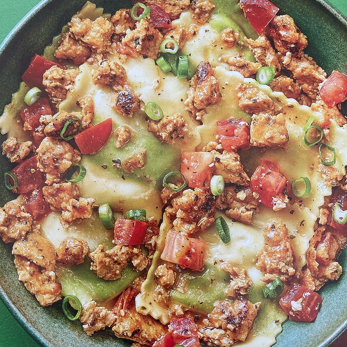 Chicken Sausage and Spinach Ricotta Ravioli