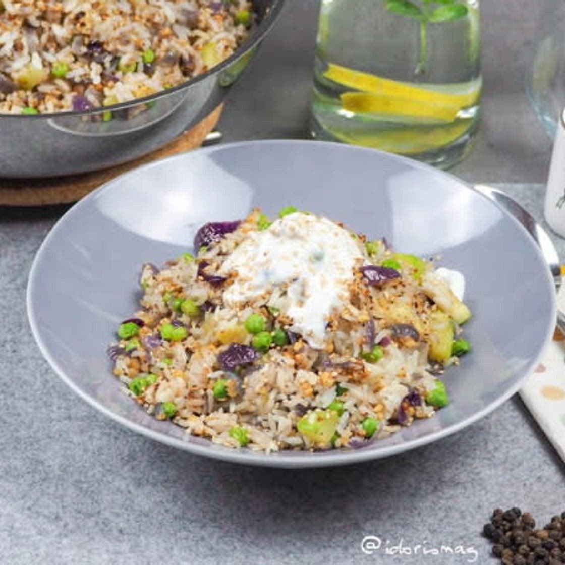 Vegetable Rice – With Zucchini, Peas, & Roasted Cashews
